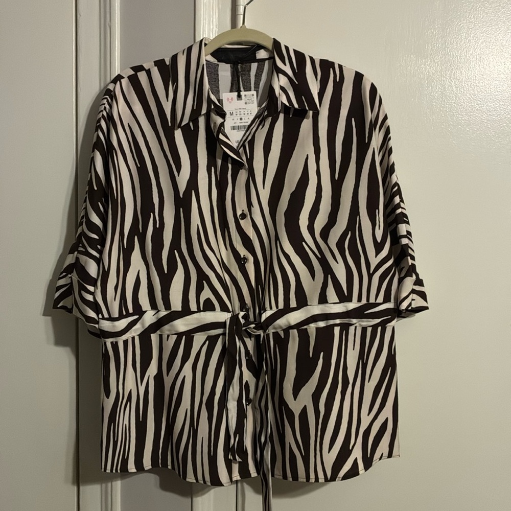 Zara Safari Zebra print top